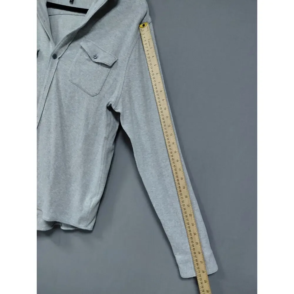 XPRESS Cotton Blend Knit Long Sleeve Collared Button-Up Size L